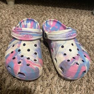 CROCS Kids' Pink Purple Blue Tiedye